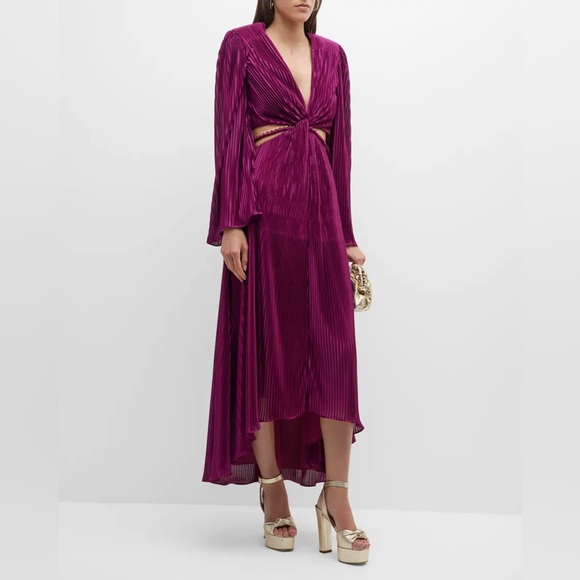 Ramy Brook Kimberly Pleated Cutout High Low Dress in Plumberry - Picture 2 of 3